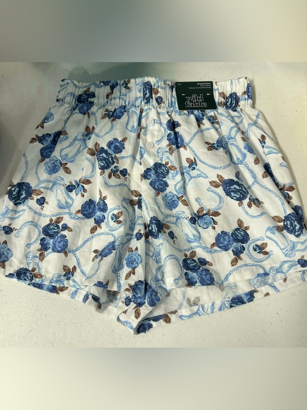 wild fable Blue Floral Rope-Print Athletic Shorts